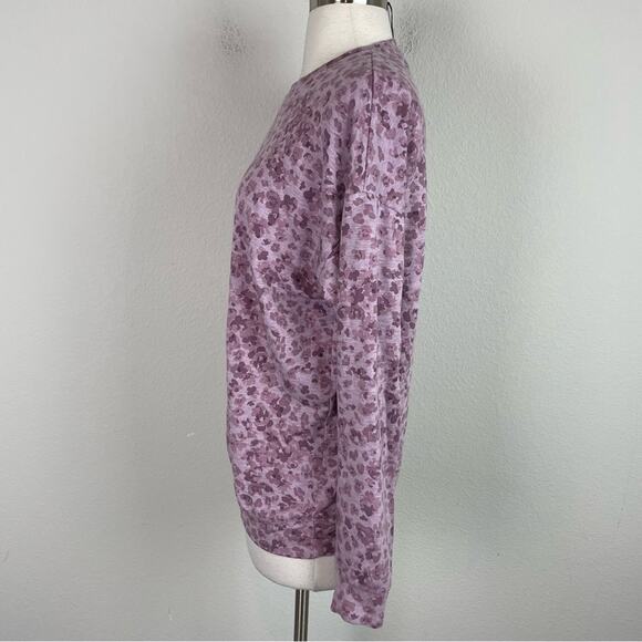 Athleta Purple Floral Stretch Knit Crewneck Sweatshirt XS - Picture 4 of 7